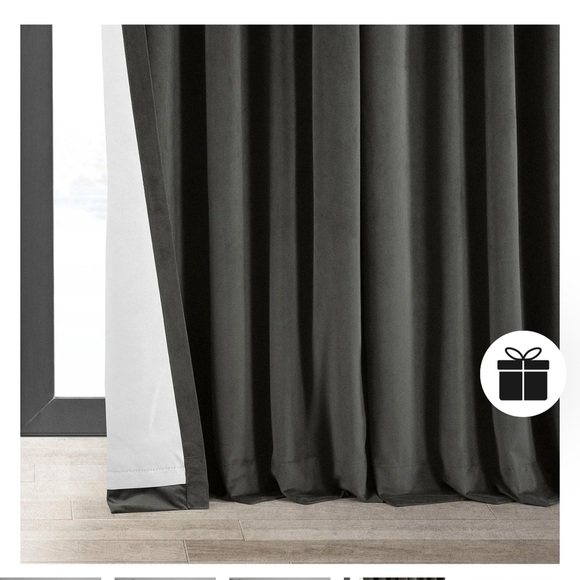 Half priced drapes real velvet signature double wide blackout velvet curtain - Picture 3 of 7